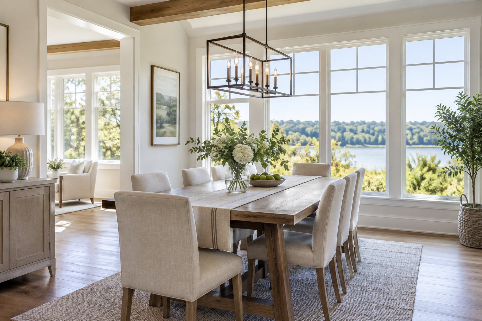 A bright New Hampshire Seacoast home interior, illustrative